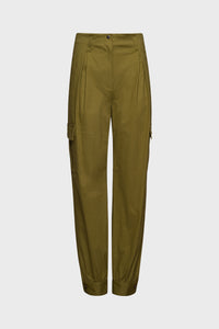 Paperbag Cargo Trouser in Cotton in color Avocado by LITA, view 1