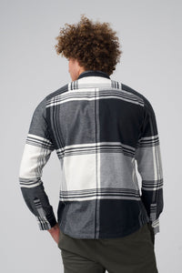 Stadium Shirt Jacket | Brushed Flannel in color Black White Plaid by Good Man Brand, view 8