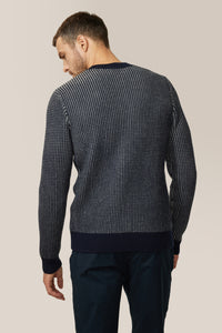 Two-Tone Crew Sweater | Merino Wool in color Sky Captain Multi by Good Man Brand, view 6