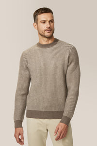 Two-Tone Crew Sweater | Merino Wool in color Taupe Grey Multi by Good Man Brand, view 8