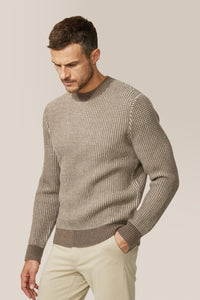 Two-Tone Crew Sweater | Merino Wool in color Taupe Grey Multi by Good Man Brand, view 10