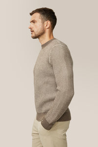 Two-Tone Crew Sweater | Merino Wool in color Taupe Grey Multi by Good Man Brand, view 11