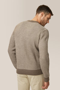 Two-Tone Crew Sweater | Merino Wool in color Taupe Grey Multi by Good Man Brand, view 12
