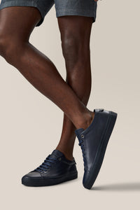 Edge Lo-Top Sneaker: Mono | Nappa Leather in color Navy by Good Man Brand, view 33