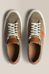 Midtown Stripe Sneaker | Suede in color Army/vachetta by Good Man Brand, view 3