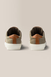 Midtown Stripe Sneaker | Suede in color Army/vachetta by Good Man Brand, view 4
