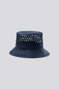 Straw Bucket Hat in color Insignia Blue by LITA, view 1