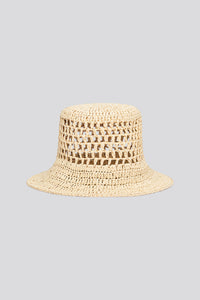 Straw Bucket Hat in color Natural by LITA, view 3
