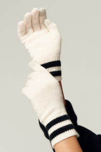Sport Stripe Gloves In So Soft Cashmere in color Milk/black by LITA, view 5