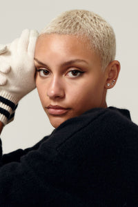 Sport Stripe Gloves In So Soft Cashmere in color Milk/black by LITA, view 6
