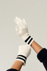 Sport Stripe Gloves In So Soft Cashmere in color Milk/black by LITA, view 7