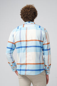 Stadium Shirt Jacket | Brushed Flannel in color Light Blue Plaid by Good Man Brand, view 10