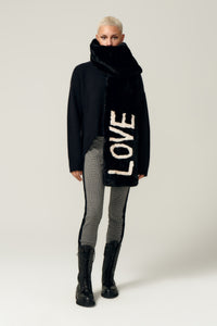 LOVE LONG WIDE SCARF in color Black/milk by LITA, view 2