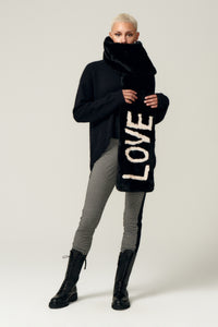 LOVE LONG WIDE SCARF in color Black/milk by LITA, view 3