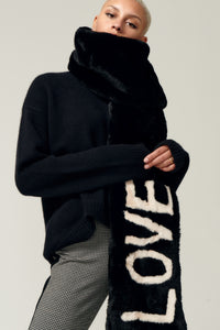 LOVE LONG WIDE SCARF in color Black/milk by LITA, view 4