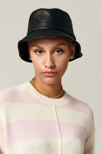Leather Bucket Hat in color Black by LITA, view 6