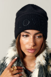 Love Cashmere Beanie In So Soft Cashmere in color Black by LITA, view 2