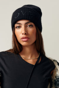 Love Cashmere Beanie In So Soft Cashmere in color Black by LITA, view 3