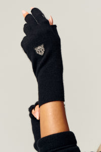 Black Cheetah Gloves In So Soft Cashmere in color Black by LITA, view 3