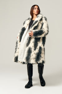 Amour Coat in King Cheetah Print Faux Fur in color Grey Bobcat Print by LITA, view 6
