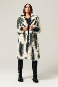 Amour Coat in King Cheetah Print Faux Fur in color Grey Bobcat Print by LITA, view 7