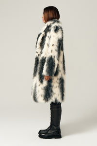 Amour Coat in King Cheetah Print Faux Fur in color Grey Bobcat Print by LITA, view 8