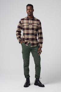 Stadium Shirt Jacket | Brushed Flannel in color Natural Tartan Plaid by Good Man Brand, view 7