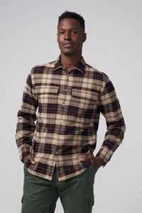 Stadium Shirt Jacket | Brushed Flannel in color Natural Tartan Plaid by Good Man Brand, view 5