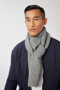 Ottoman Rib Scarf | Wool & Cashmere in color Grey Heather by Good Man Brand, view 1