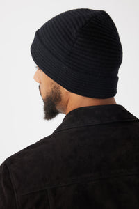 Ottoman Rib Beanie | Wool & Cashmere in color Black by Good Man Brand, view 1