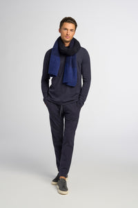 Model is wearing a size Harvey Ombre Scarf | Mohair and Wool in color Sky Captain by Good Man Brand, view 1