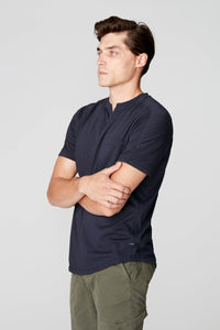 Slim Fit Victory V-Notch | in Premium Cotton Jersey in color Sky Captain by Good Man Brand, view 2