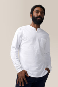 Victory V-Notch Long Sleeve Tee | Cotton in color White by Good Man Brand, view 1