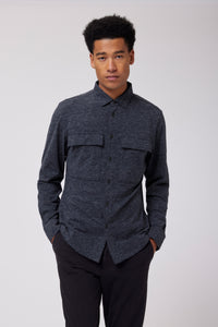 Star Flex Heather Stadium Shirt Jacket in color Charcoal Heather by Good Man Brand, view 10