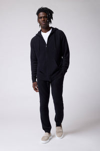 MVP Zip Front Hoodie | Recycled Cashmere in color Black by Good Man Brand, view 1