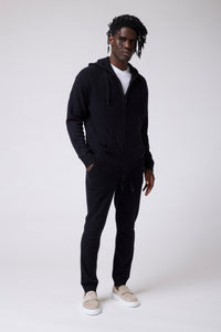 MVP Zip Front Hoodie | Recycled Cashmere in color Black by Good Man Brand, view 2