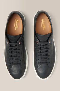 Edge Lo-Top Sneaker | Tumbled Vachetta Leather in color Black by Good Man Brand, view 3