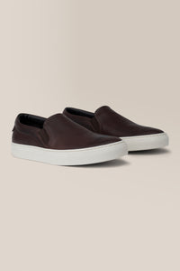 Edge Slip-On Sneaker | Leather in color Dark Brown by Good Man Brand, view 2
