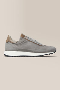Triumph Trainer | Suede Leather in color Light Silver by Good Man Brand, view 1