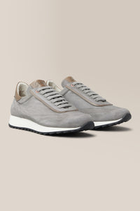 Triumph Trainer | Suede Leather in color Light Silver by Good Man Brand, view 2