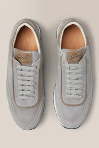 Triumph Trainer | Suede Leather in color Light Silver by Good Man Brand, view 3