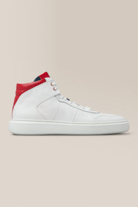 Legend London Hi Top | Nappa Leather in color White/navy/red by Good Man Brand, view 6