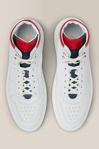 Legend London Hi Top | Nappa Leather in color White/navy/red by Good Man Brand, view 8