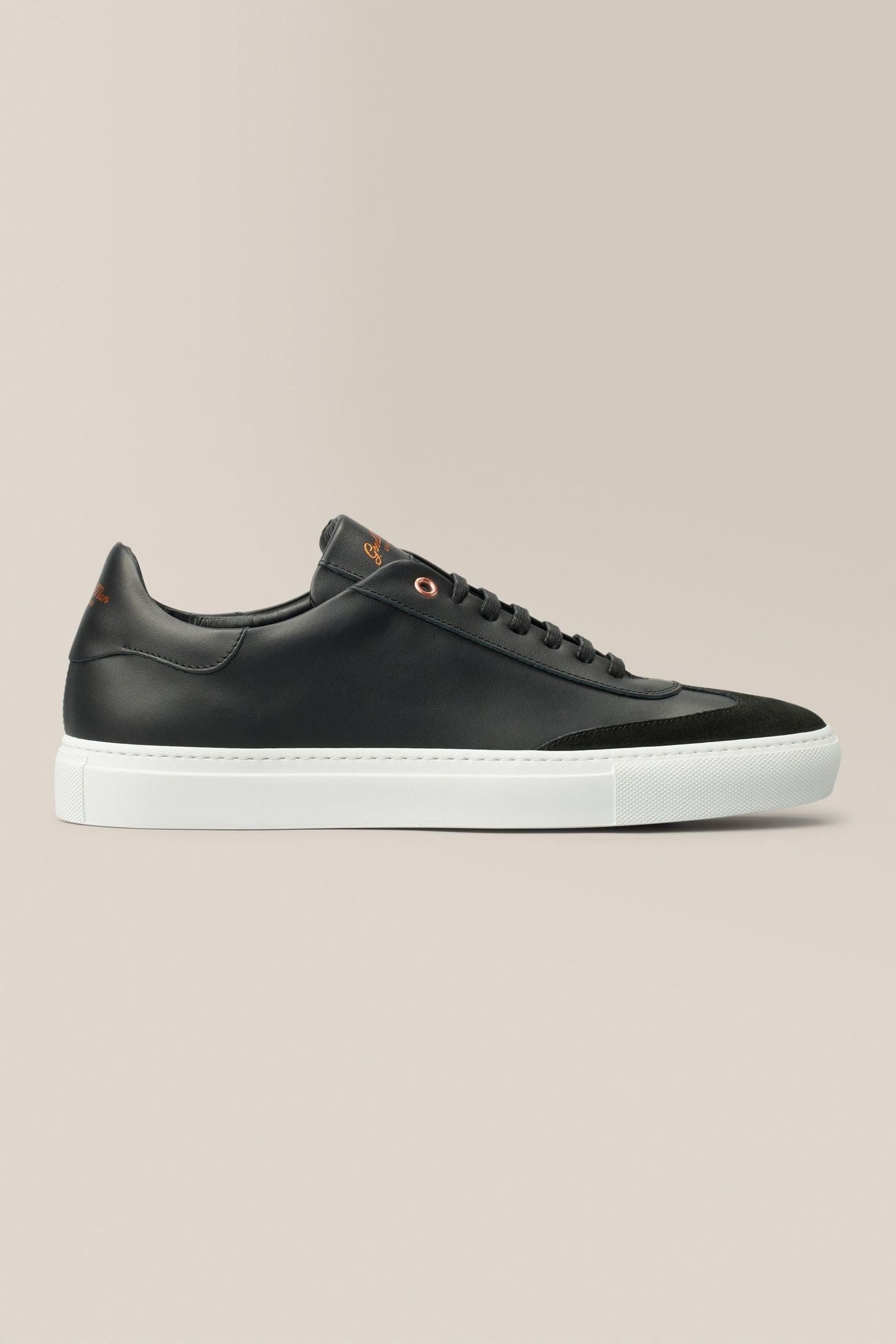 Black Calf Leather and Silver Metallic Nappa Low Top Trainers