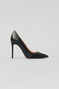 Solid Point Toe Pump in Leather in color Black by LITA, view 5