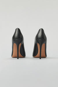Solid Point Toe Pump in Leather in color Black by LITA, view 8