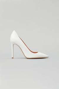 Solid Point Toe Pump in Leather in color White by LITA, view 13