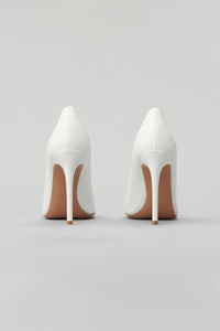 Solid Point Toe Pump in Leather in color White by LITA, view 16