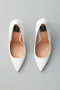 Solid Point Toe Pump in Leather in color White by LITA, view 15
