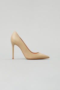 Solid Point Toe Pump in Leather in color Sand by LITA, view 9